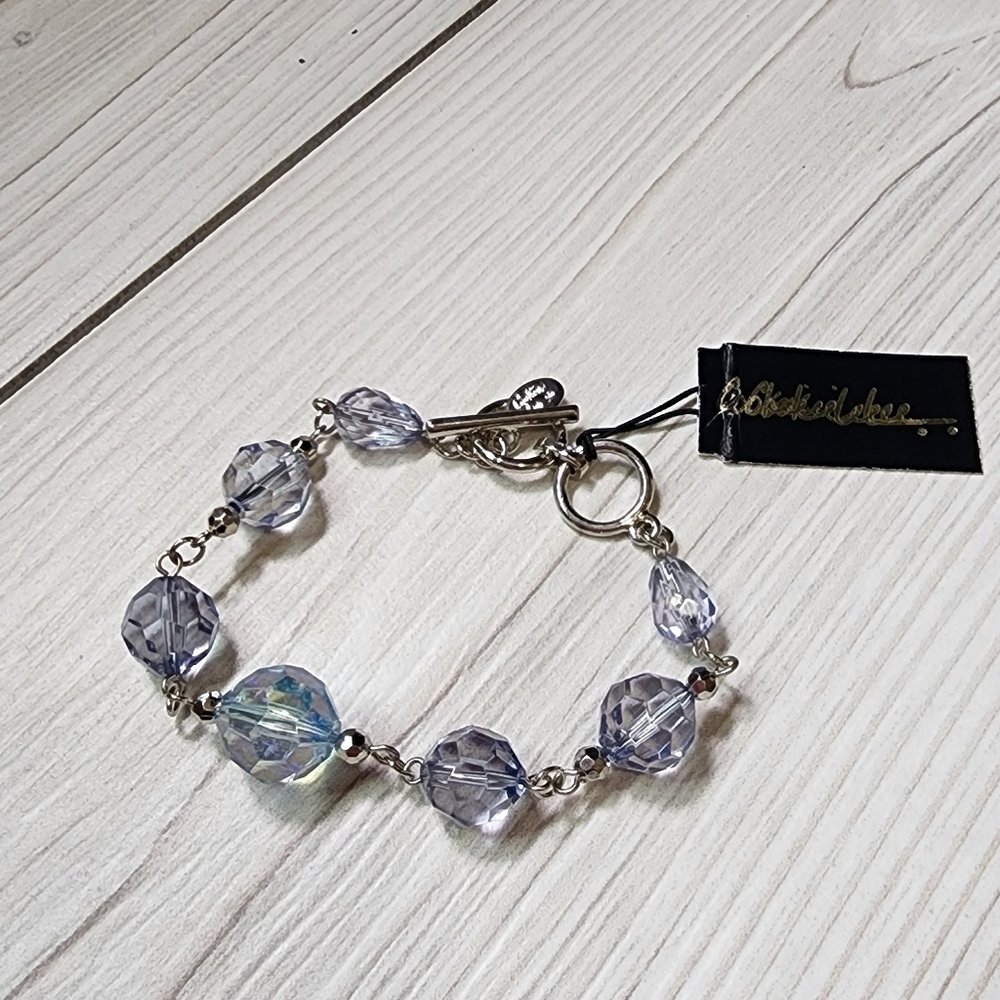 Cookie Lee Elegant Silver and Blue Bead Bracelet #25574 NWT - Picture 6 of 12
